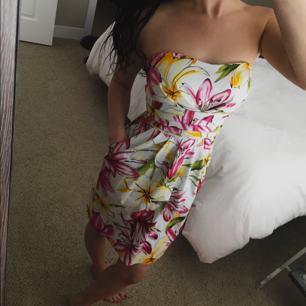 strapless mini colorful party dress with pockets💛